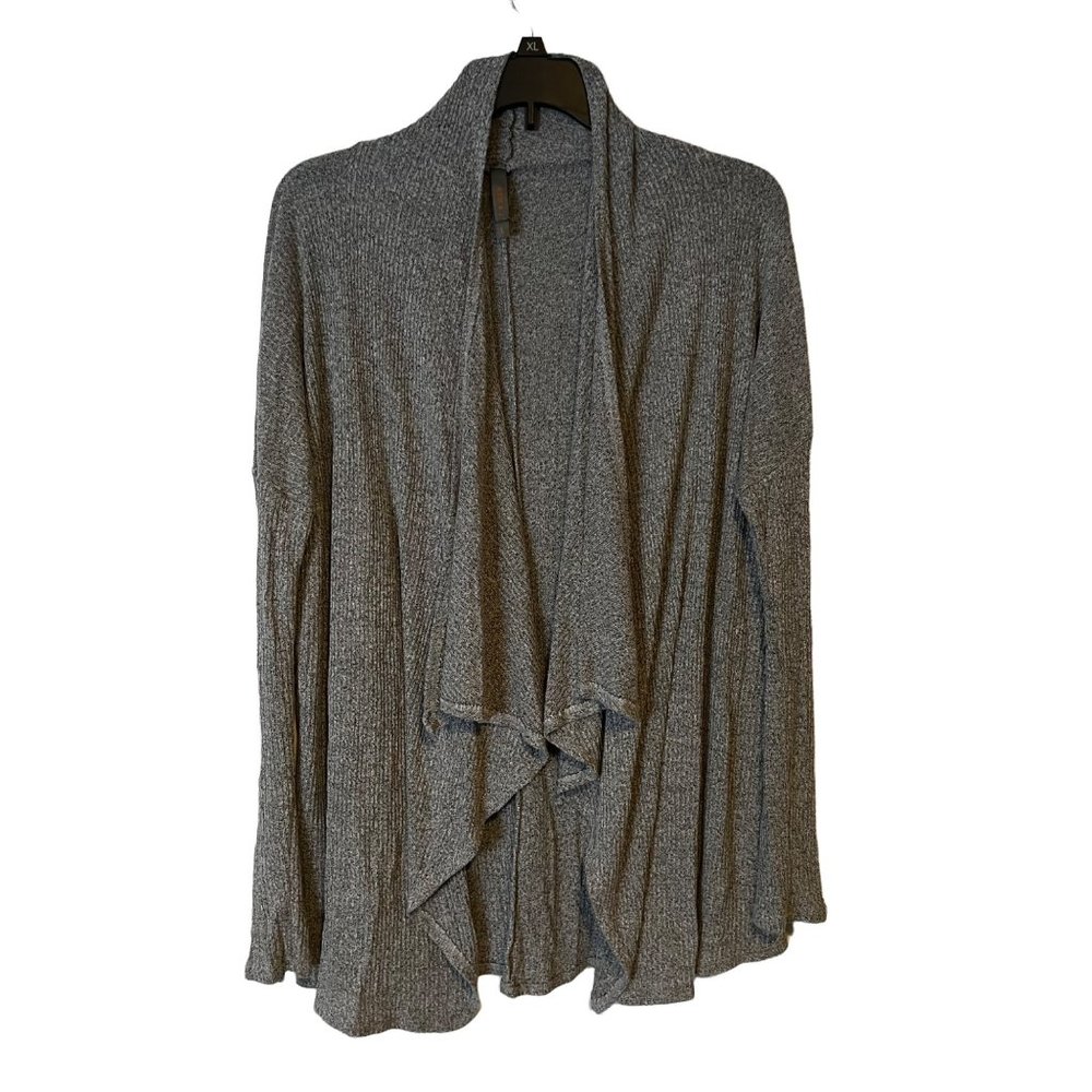 Jesse & J Knit Open Cardigan Loose Wide Lapel Gray USA Made Womens Size Large